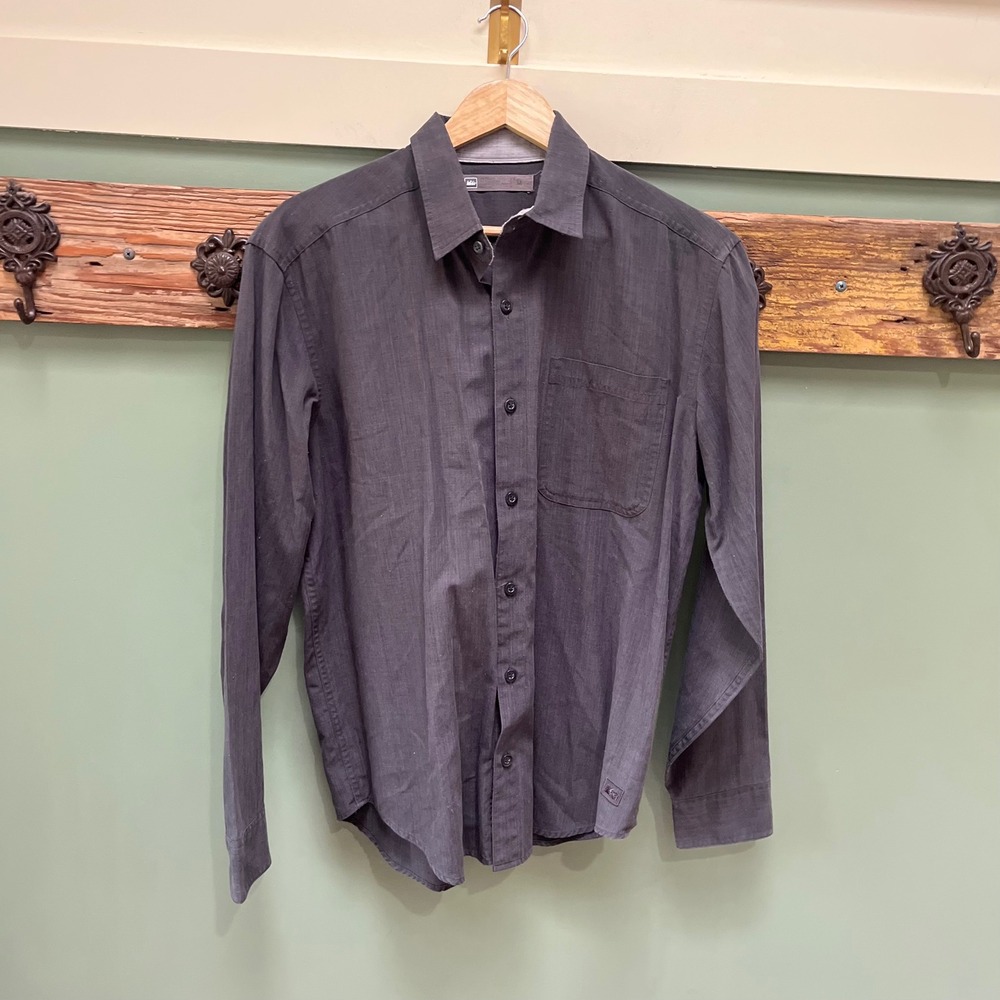REI Mens Long Sleeve Button Down Shirt Charcoal Gray Modal Blend Size M